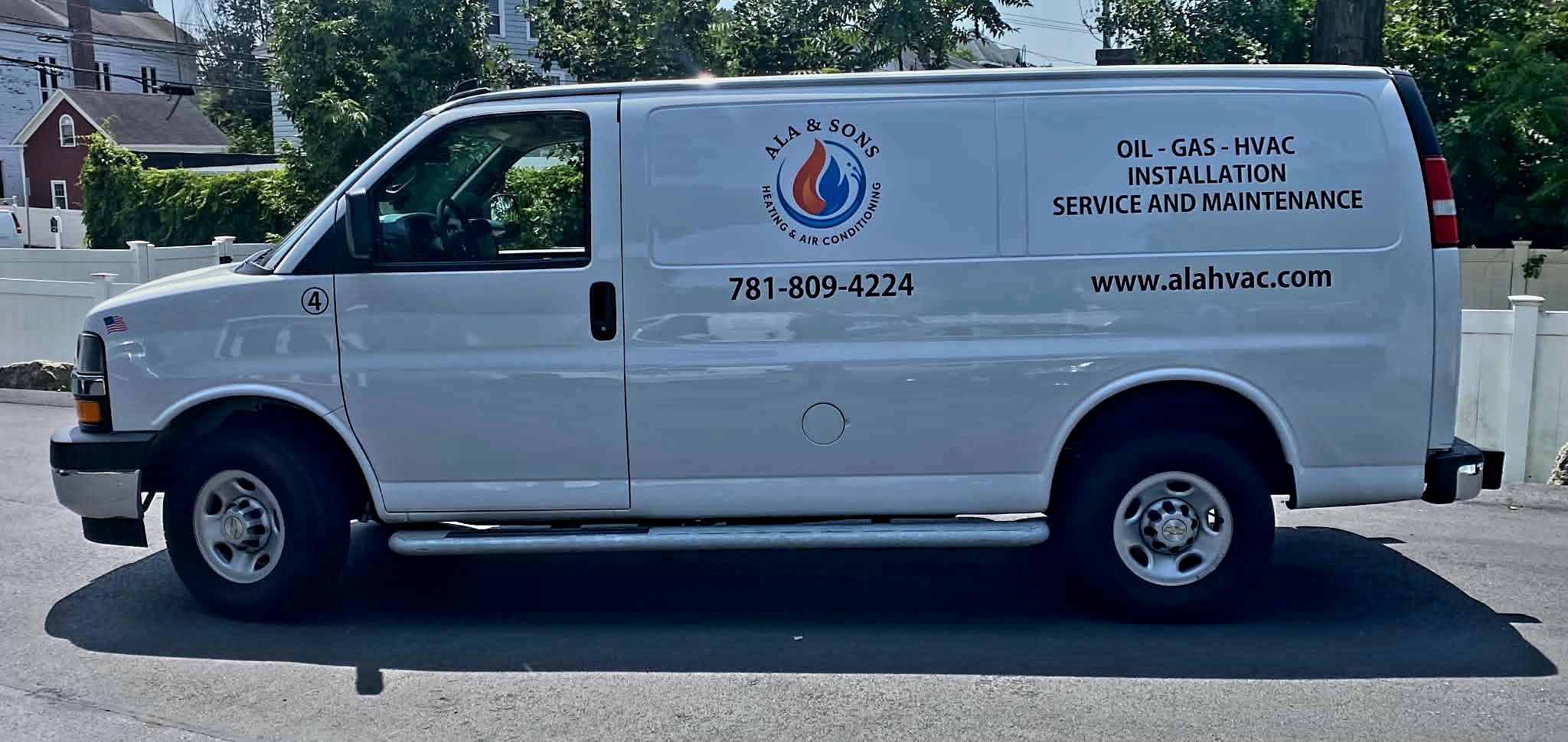 Ala & Sons Heating and Air Conditioning branded service van serving the Greater Boston Area